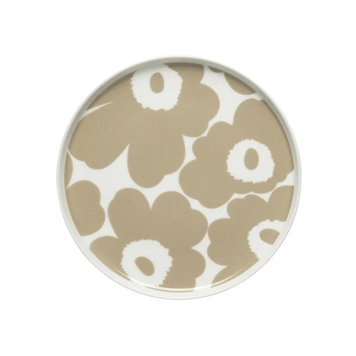 Oiva Unikko Bord Ø 20 cm, wit / beige van Marimekko