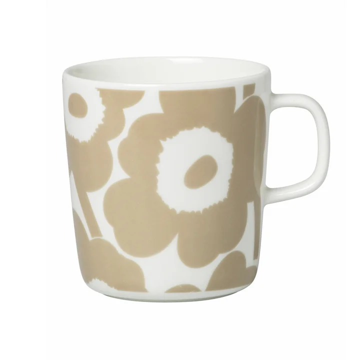 Oiva Unikko Mok met handvat 400 ml, wit / beige van Marimekko