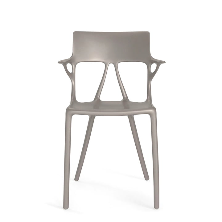 AI-stoel van Kartell in metallic grijs