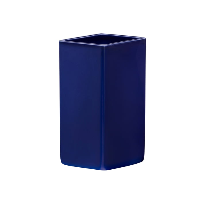 Ruutu keramische vaas 180 mm van Iittala in donkerblauw