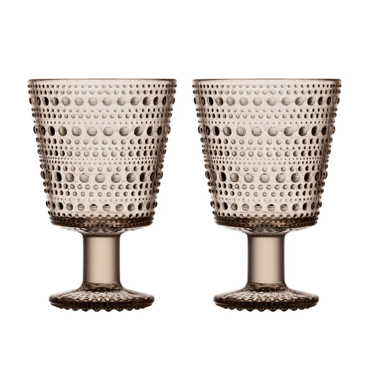 Kastehelmi Drinkglas met voet 26 cl van Iittala in linnen (set van 2)