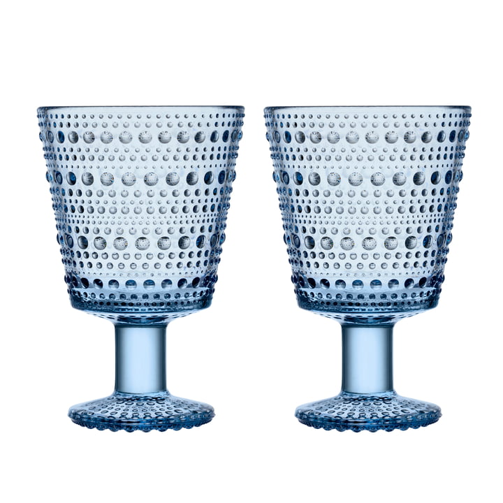 Kastehelmi Drinkglas met voet 26 cl van Iittala in aqua (set van 2)