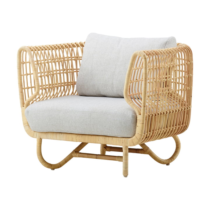 Nest fauteuil indoor, naturel / natté lichtgrijs van Cane-line