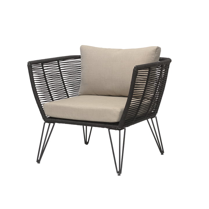 Mundo Lounge Chair met kussen van Bloomingville in zwart / beige