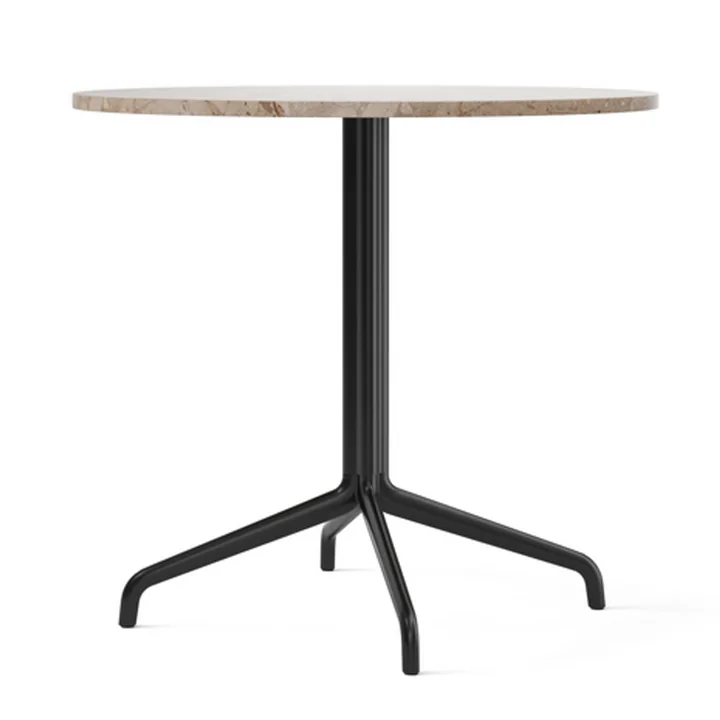 Harbour Column bistrotafel Ø 80 cm, vierpoot, marmer Kunis Breccia / zwart by Audo