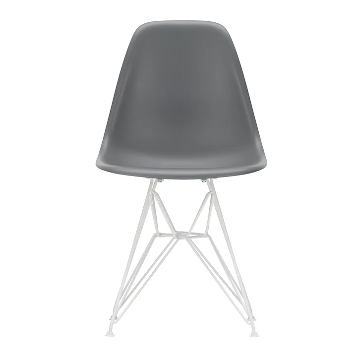 Vitra - Eames Plastic Side Chair DSR, wit / granietgrijs (vilt glijders wit)