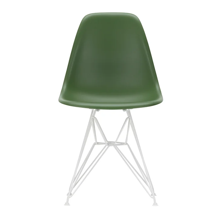 Vitra - Eames Plastic Side Chair DSR, wit / bos (vilt glijdt wit)