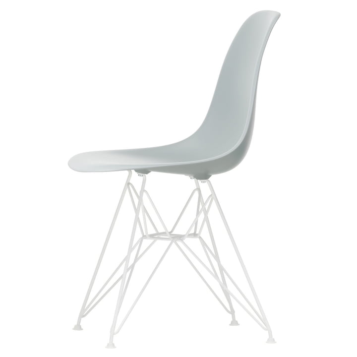 Vitra - Eames Plastic Side Chair DSR, wit / lichtgrijs (vilt glijders wit)