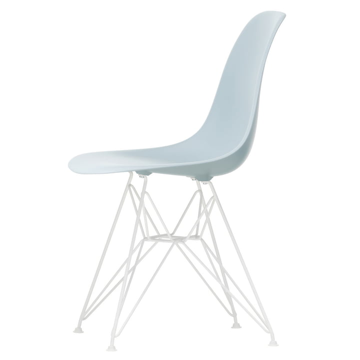 Vitra - Eames Plastic Side Chair DSR, wit / ijsgrijs (vilt glijdt wit)