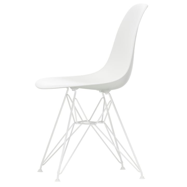 Vitra - Eames Plastic Side Chair DSR, wit / wit (vilt glijdt wit)