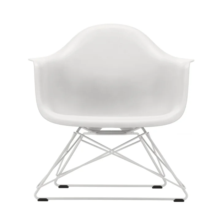 Eames Plastic Armchair LAR van Vitra in wit / wit (basisglijders van donker vilt)