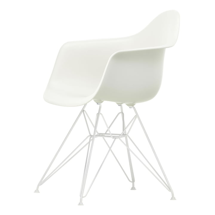 Eames Plastic Armchair DAR van Vitra in wit / wit (witte vilten glijders)