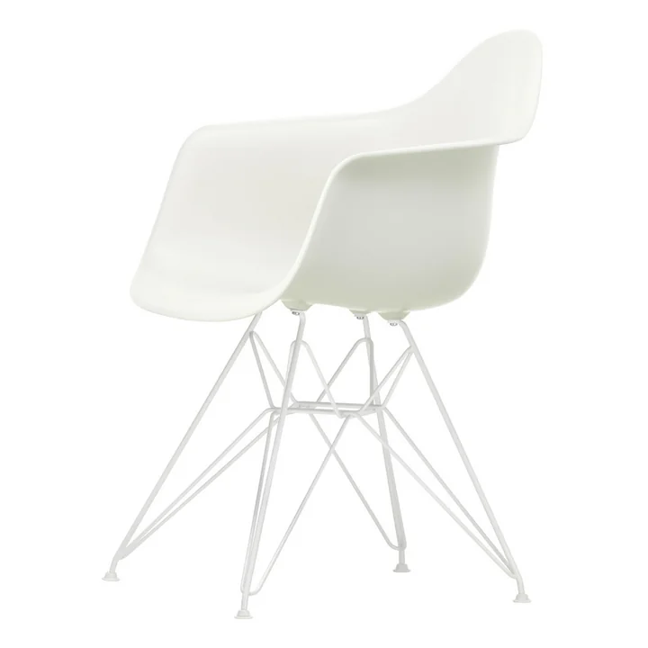 Eames Plastic Armchair DAR Vitra uit in wit / wit (witte vilten glijders)