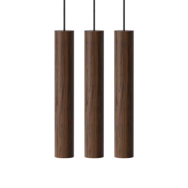 Chimes Cluster 3 LED hanglamp, Ø 3 x 22 cm, donker eiken by Umage