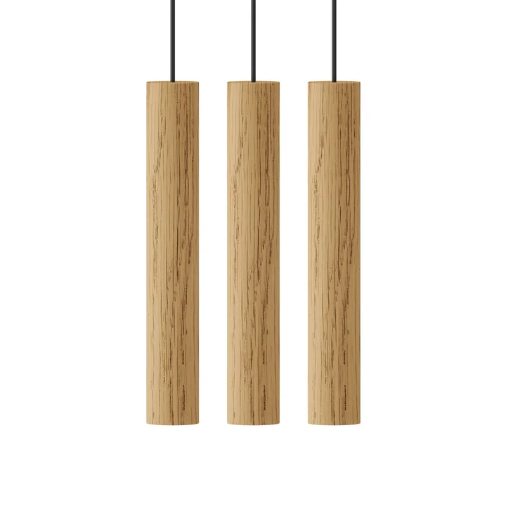 Chimes Cluster 3 LED hanglamp, Ø 3 x 22 cm, eikenhout by Umage