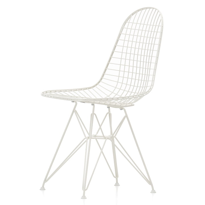 Wire Chair DKR (H 43 cm) van Vitra in wit / zonder deksel, viltglijders (wit)