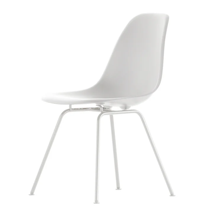 Eames Plastic Fauteuil DSX van Vitra in wit / wit (witte vilten glijders)