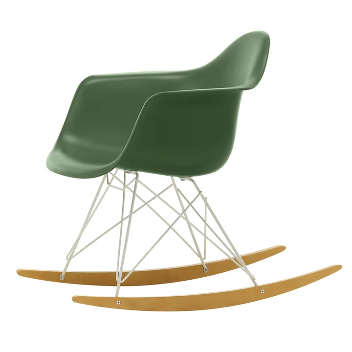 Eames Plastic Armchair RAR van Vitra in geelachtige esdoorn / wit / bos