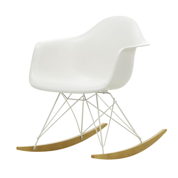 Eames Plastic Armchair RAR van Vitra in geelachtig / wit / witte esdoorn