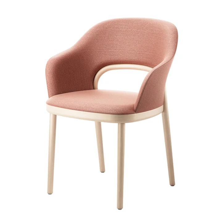 520 PF Fauteuil Thonet in beuk gebeitst (TP 107 verlicht) / antiek roze (Mood 3105)