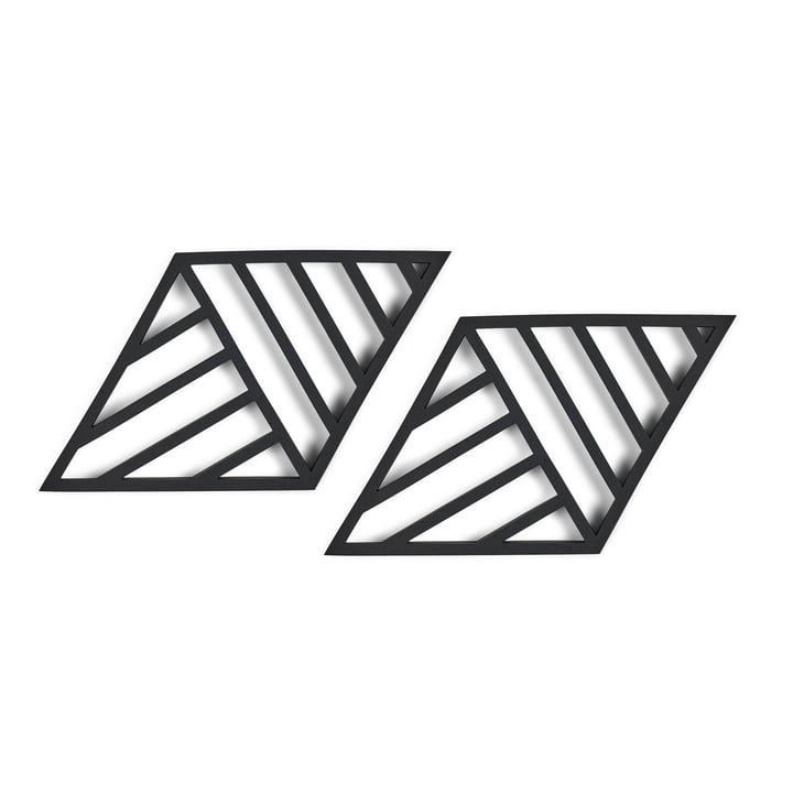 Rhombus Lines Onderzetter 20 x 11,5 cm (set van 2) van Zone Denmark in het zwart