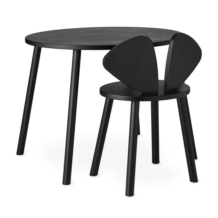Mouse School Set (Junior - stoel en tafel) van Nofred in zwart