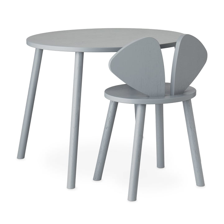 Mouse School Set (Junior - stoel en tafel) van Nofred in grijs