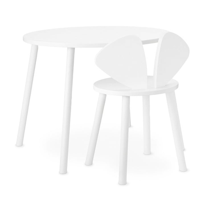 Mouse School Set (Junior - stoel en tafel) van Nofred in wit