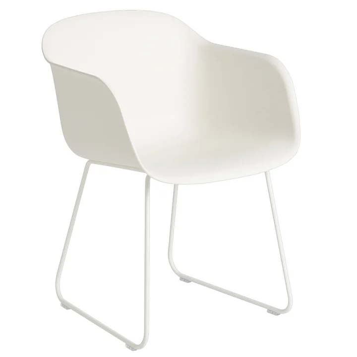 Fiber Fauteuil Sledevoet, naturel wit / wit van Muuto