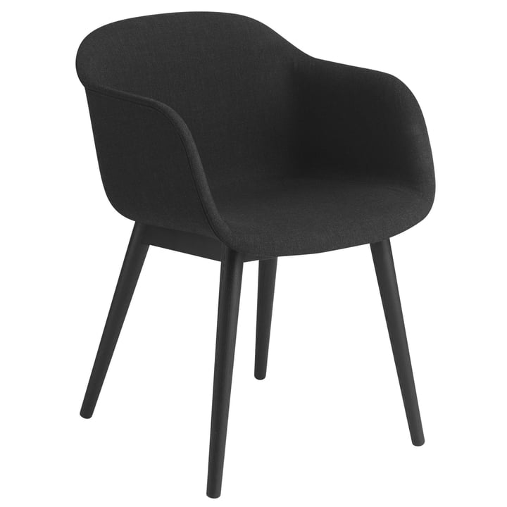 Fiber Chair Wood Base, zwart / Remix 183 door Muuto
