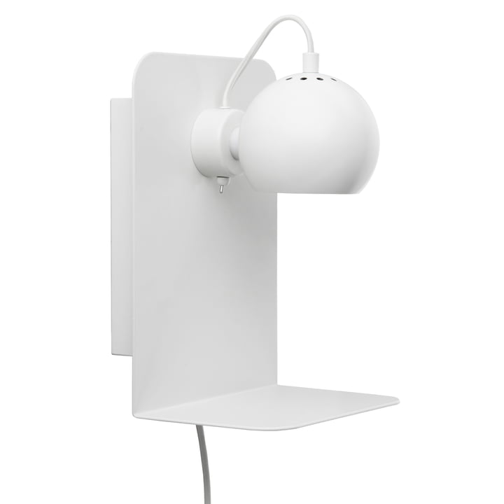 Ball Wandlamp USB met plank, wit mat van Frandsen
