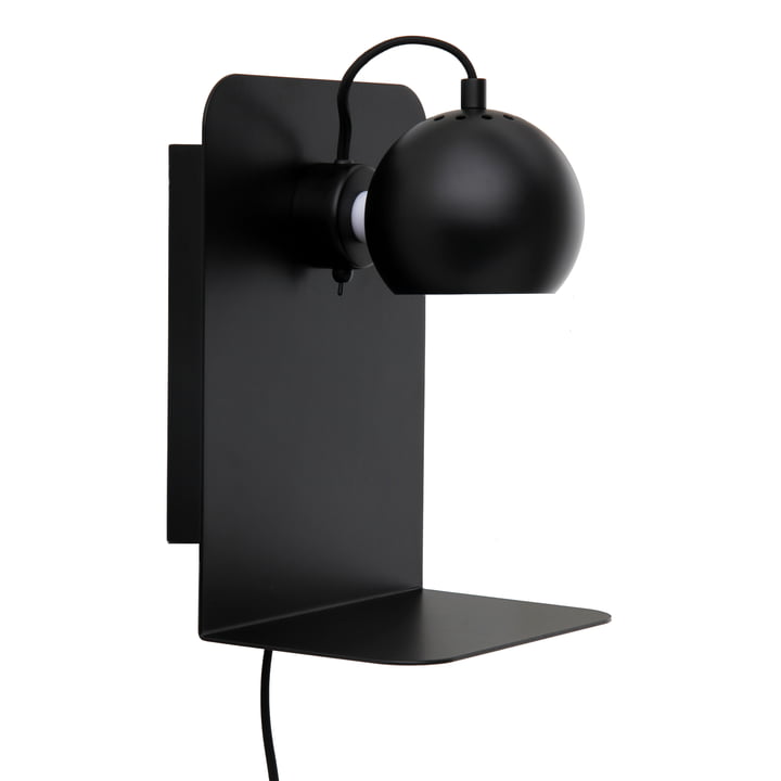 Ball Wandlamp USB met plank, zwart mat van Frandsen
