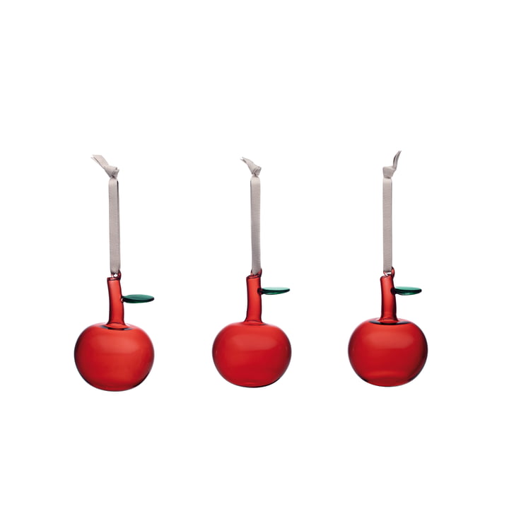 Glazen appel (set van 3) van Iittala in rood
