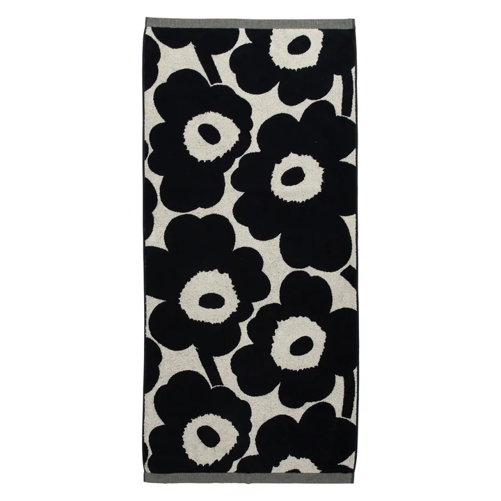 Unikko Badhanddoek 70 x 150 cm van Marimekko in katoen wit/donkerblauw