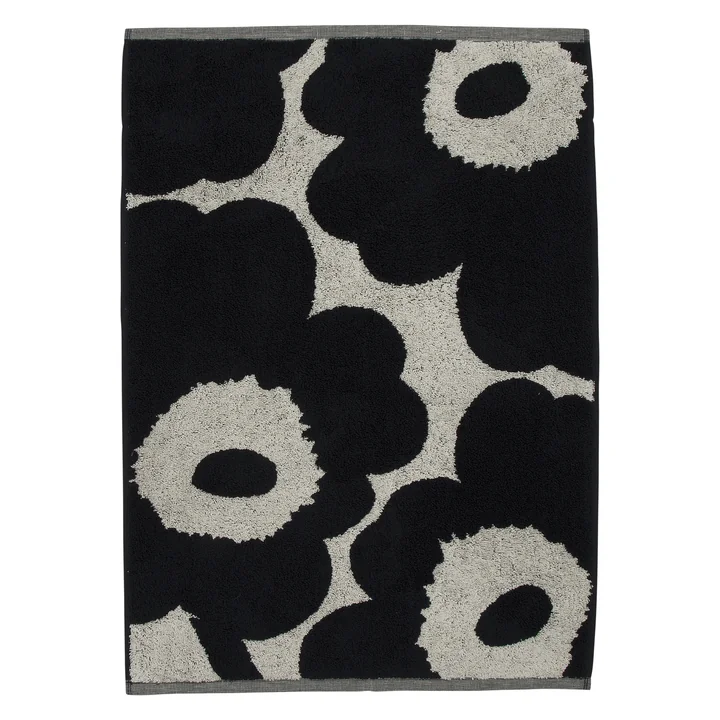 Unikko Handdoek 50 x 70 cm van Marimekko in katoen wit/donkerblauw