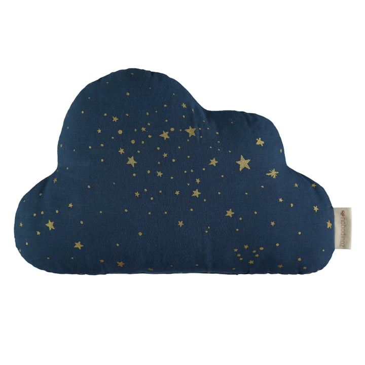 Cloud kussen, 24 x 38 cm, gold stella / midnight blue van Nobodinoz