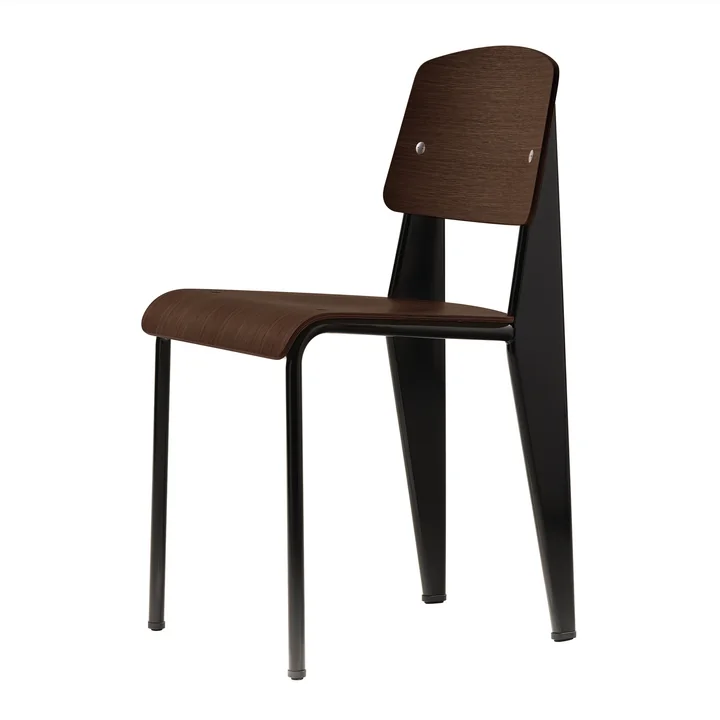 Prouvé Standard Chair van Vitra in walnoot zwart gepigmenteerd / diep zwart