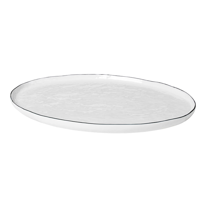 Salt serveerschaal ovaal, 38,5 x 26,5 cm, wit / zwart van Broste Copenhagen