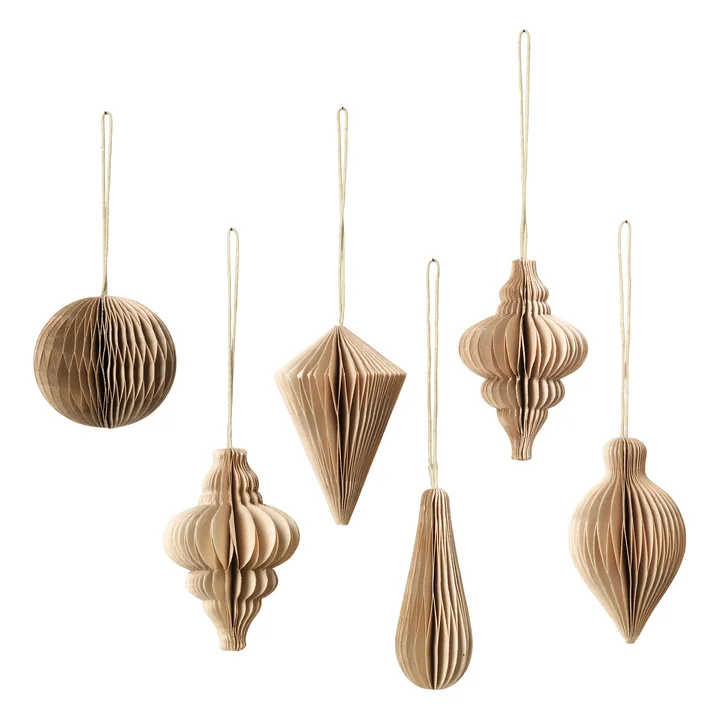 Christmas Mix Decoratieve hanger, Ø 5 x H 7 cm, bruin natuur (set van 6) by Broste Copenhagen