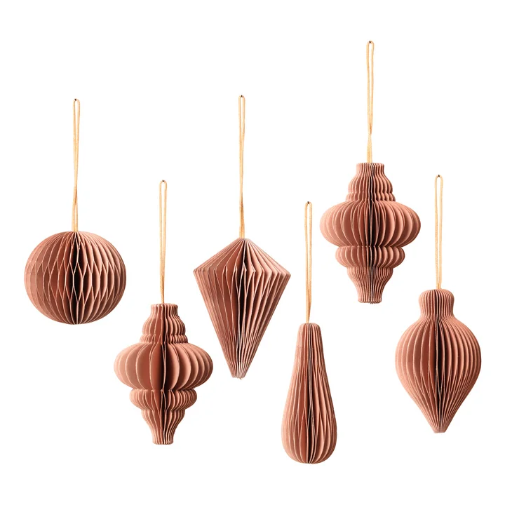 Christmas Mix Decoratieve hanger, Ø 5 x H 7 cm, stofroze (set van 6) per Broste Copenhagen