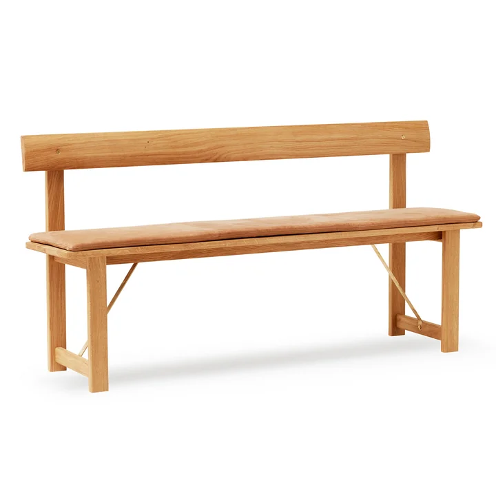 Position Bank 155, eiken met leren kussens by Form & Refine