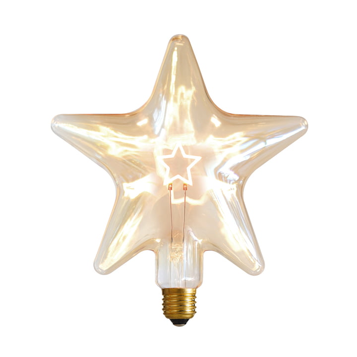 LED Star, E 27 / 0,75 W, goud amber, dimbaar van NUD Collection