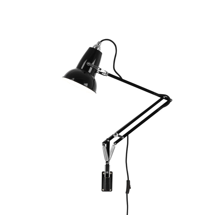 Original 1227 Mini wandlamp met wandhouder, jet black (kabel: zwart) van Anglepoise .
