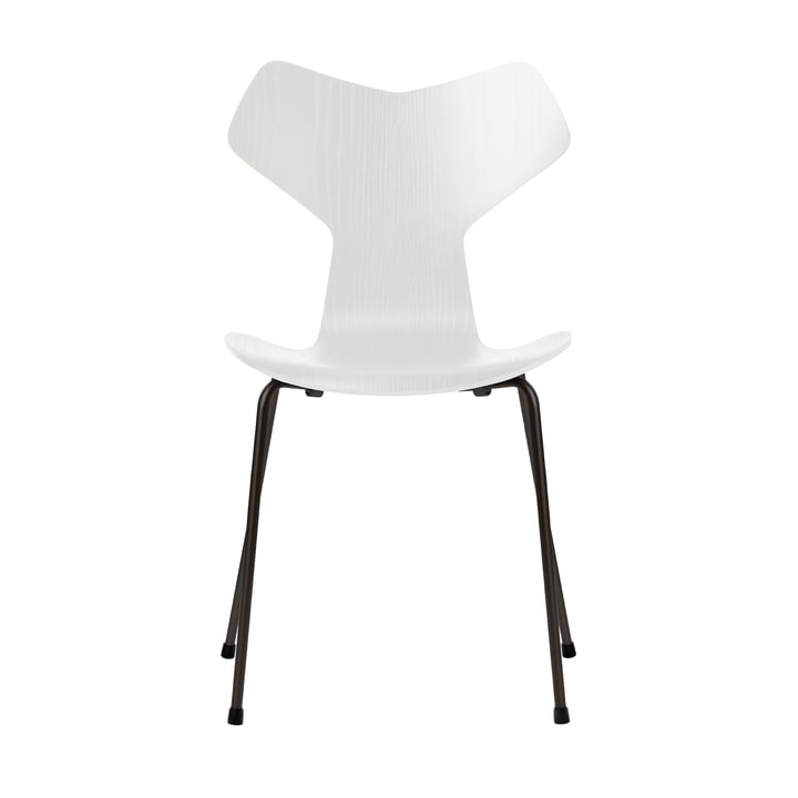 Grand Prix stoel van Fritz Hansen in wit gekleurd essen / zwart frame