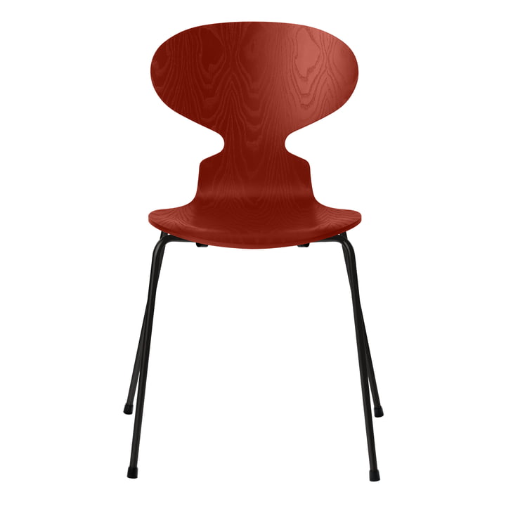 Mier stoel van Fritz Hansen in venetian rood gekleurd essen / zwart frame