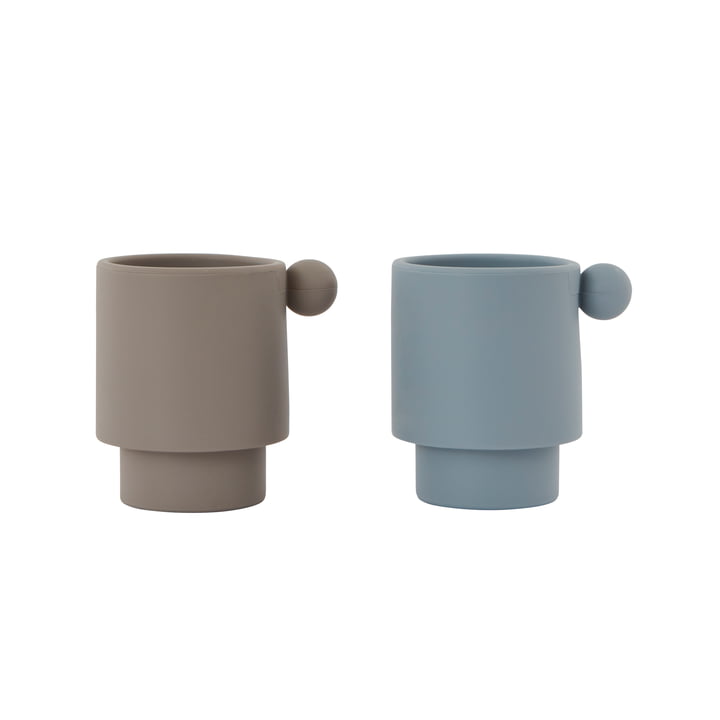 De Tiny Inka silicone cups, Dusty Blue / Clay (set van 2) van OYOY