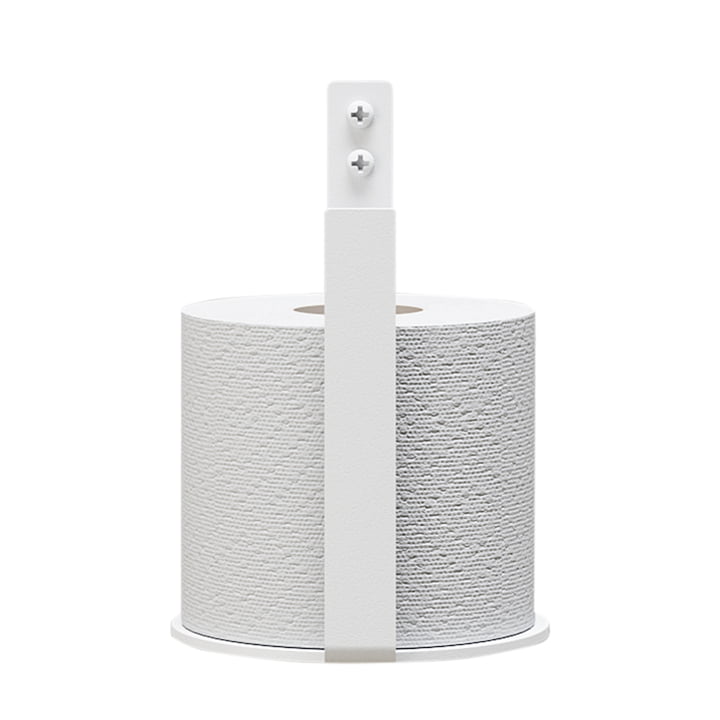 De toiletpapierhouder Extra van Nichba Design in het wit