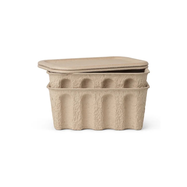 Het kleine Paper Pulp doosje van Ferm Living in Brown (set van 2)