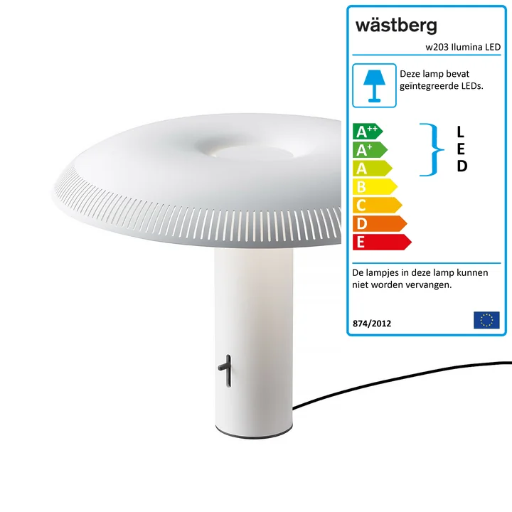 De w203 Ilumina LED tafellamp van Wästberg in wit