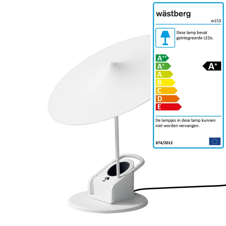 De w153 île LED tafellamp van Wästberg in verkeerswit